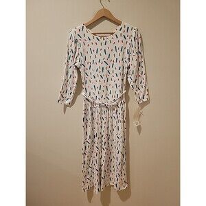 NWT Vintage 80s Lanz Originals Dress Size 14 Rayon Confetti Print Midi USA